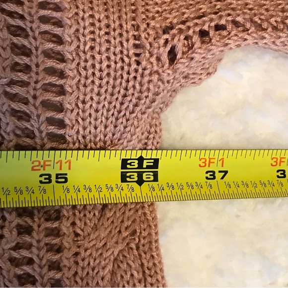 POL Women's Large Oversized Sweater Double V Neck Boxy Distressed Detail Pink - Picture 10 of 13